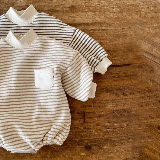 Suéter Tipo Romper de Rayas con Cuello Alto - Diseño Holgado y Casual - Image 6