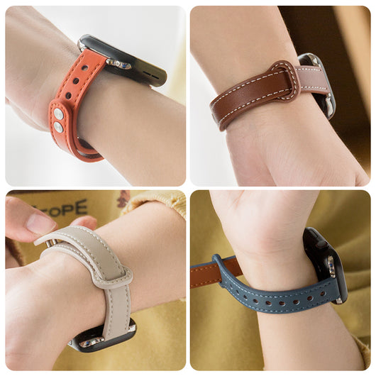 Correa de Cuero Barbour para Apple Watch 7 - Modelo Delgado de Doble Pasador - Image 17