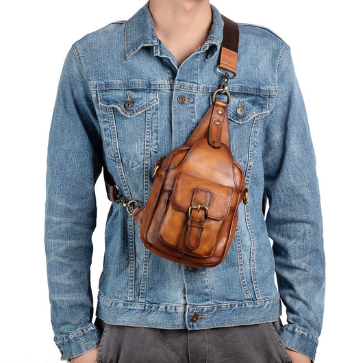Bolsa de Pecho Vintage en Cuero para Hombre - Image 8