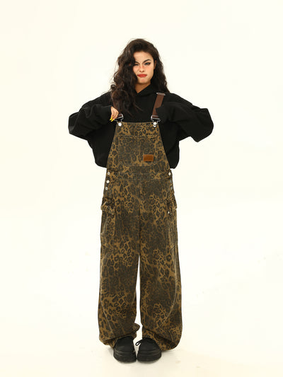 Pantalón Cargo Leopardo con Tirantes Ancho Pierna Suelta - Image 9