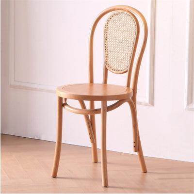 Sillas de Comedor Vintage Francesas de Madera Maciza con Tejido de Ratán - Image 6