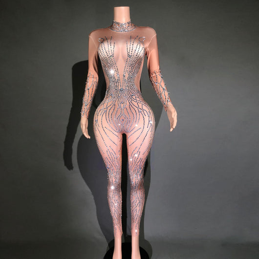 Jumpsuit Ajustado con Rayas y Cristales Brillantes para Mujer - Image 2