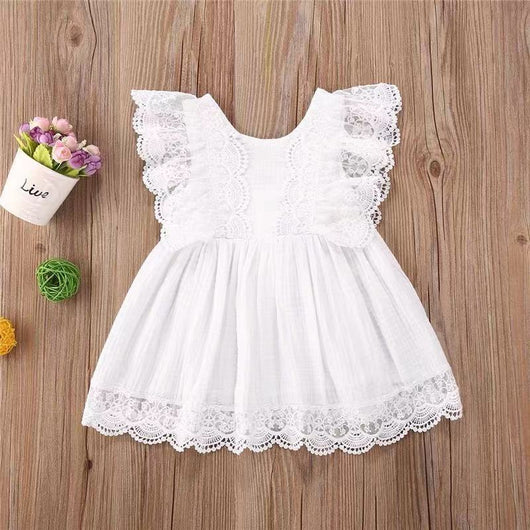 Vestido Infantil de Encaje Blanco con Malla - Image 7