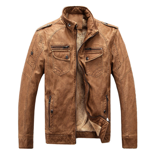 Chaqueta de Cuero Retro con Terciopelo Lavado - Image 15