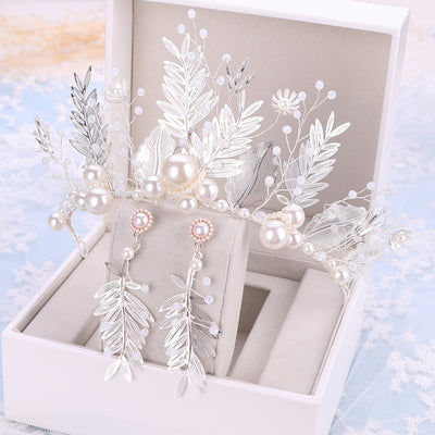 Corona Nupcial de Cristal y Hojas para Novia con Aretes - Image 10