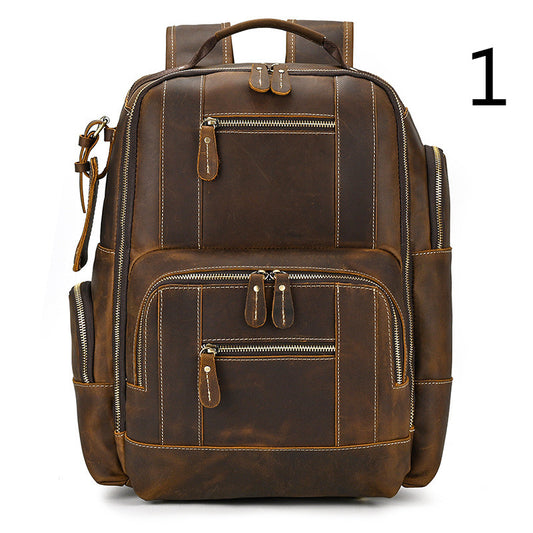 Mochila Retro de Cuero para Hombre - Bolsa Escolar de Gran Capacidad