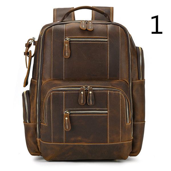 Mochila Retro de Cuero para Hombre - Bolsa Escolar de Gran Capacidad