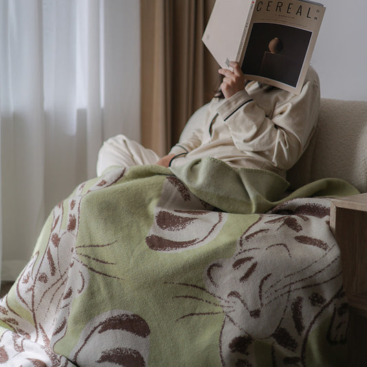 Manta de Cashmere Grueso Little Tiger Mianmian Verde Leche