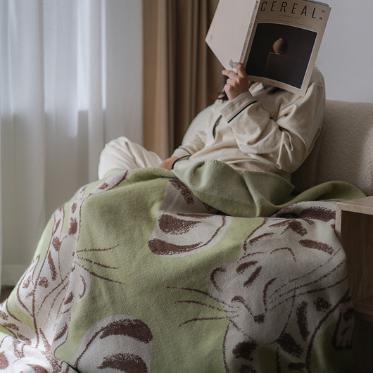Manta de Cashmere Grueso Little Tiger Mianmian Verde Leche