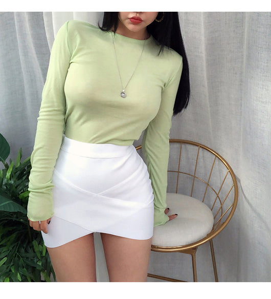 Blusa Semitransparente de Manga Larga en Colores Sólidos - Image 18