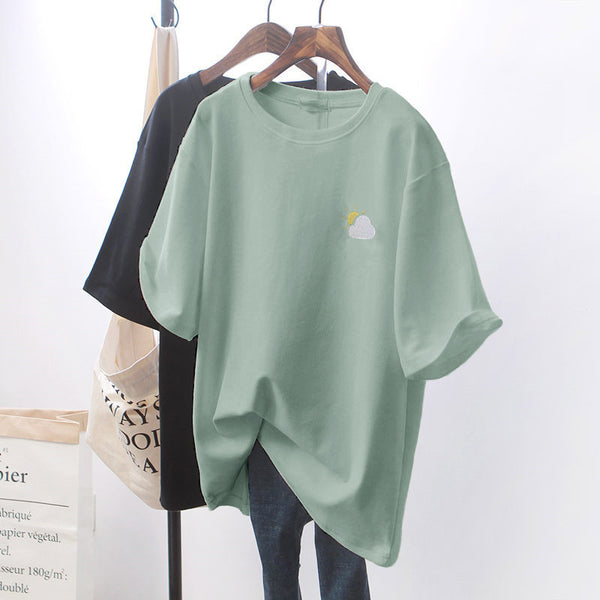 Camiseta Blanca Suelta de Manga Corta - Estilo Minimalista Chic para Mujer
