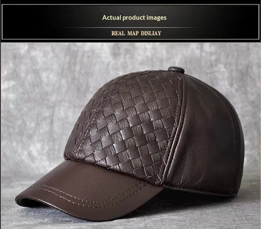 Gorra de Beisbol Invierno Cuero Genuino Piel de Cabra para Hombre - Image 33