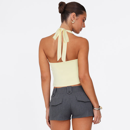 Top Crop Halter Escotado Ajustado Sexy - Image 4