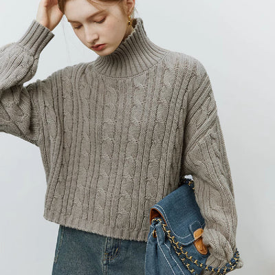 Suéter Cuello Alto Trenzado para Mujer - Otoño e Invierno - Image 12