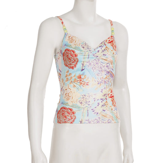 Blusa Retro Francesa con Cuentas y Contraste de Colores - Image 9