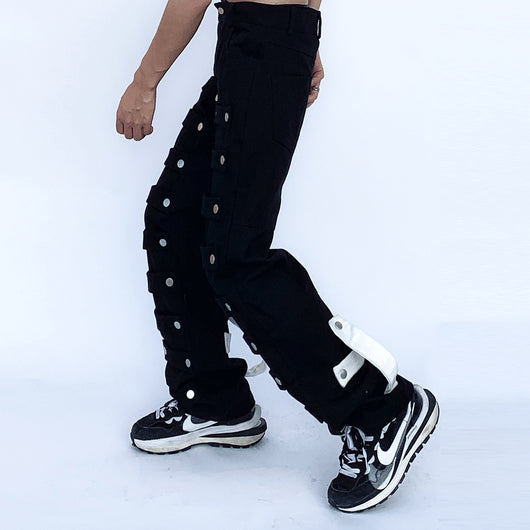 Pantalones Rectos Holgados Street Fashion con Parche de Hebilla Metálica - Image 10