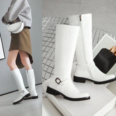 Botas Altas de Cuero PU con Hebilla - Estilo Ecuestre Elegante - Image 4