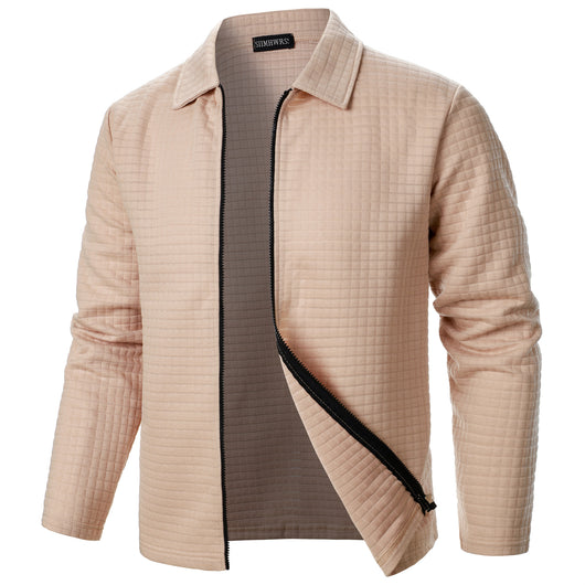 Cardigan Tipo Waffle con Solapa para Hombre - Casual y Versátil - Image 21