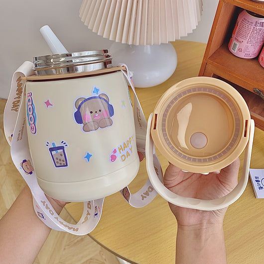 Termo de Acero Inoxidable de Gran Capacidad con Bombillas Reutilizables para Niñas - Image 10