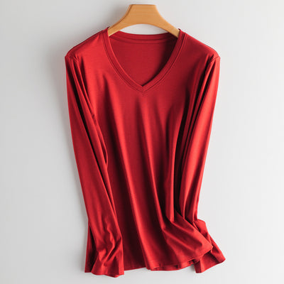 Camiseta Básica de Cuello Redondo Manga Larga Otoño - Image 6