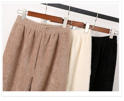 Pantalones Anchos de Felpa Mink con Drapeado Casual Acolchados - Image 13