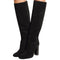 Botas de Ante Negro con Tacón Robusto y Punta Redonda