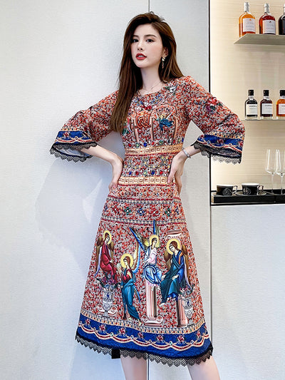 Vestido Largo Elegante Palace con Manga Larga para Mujer - Image 8