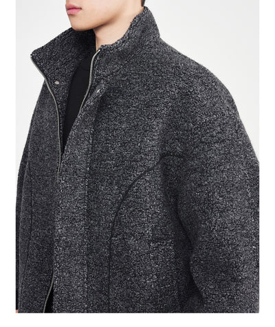 Abrigo de Lana Tejido Circular Multicolor para Hombre con Cuello de Pie - Image 18