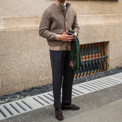 Chaqueta Bomber Tweed con Forro Polar Ajustada y Cuello de Pie - Image 3