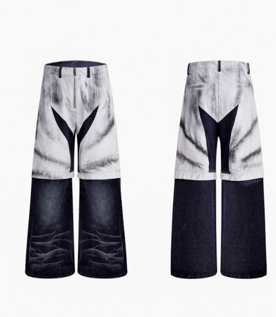 Chaqueta Denim Patchwork de Cuero para Hombre - Estilo Urbano Hand Painted - Image 7