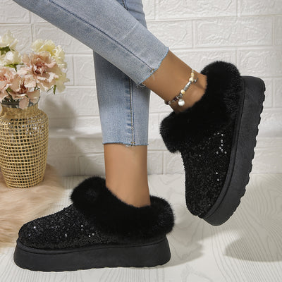 Pantuflas Invierno Mujer con Lentejuelas y Suela Gruesa Acolchada - Cálidas para Casa y Exterior - Image 12