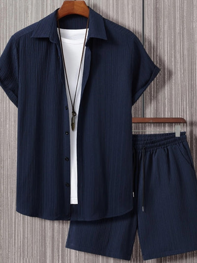 Camisa Manga Corta a Rayas con Solapa de Traje - Image 13