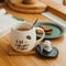 Taza de Cerámica con Tapa y Cucharilla para Café - Diseño Gato