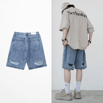 Shorts de Mezclilla Rotos Ajustados para Hombre - Image 3