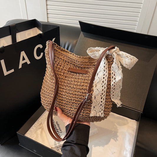 Bolsa Mensajera Tejida Calada para Mujer - Multiusos