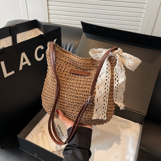 Bolsa Mensajera Tejida Calada para Mujer - Multiusos