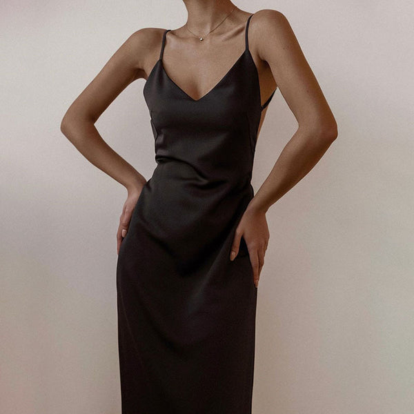 Vestido Midi Ajustado con Tirantes Sexy para Mujer