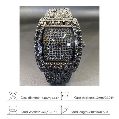 Reloj Hip Hop para Hombre con Cristales Brillantes y Movimiento de Cuarzo - Image 8