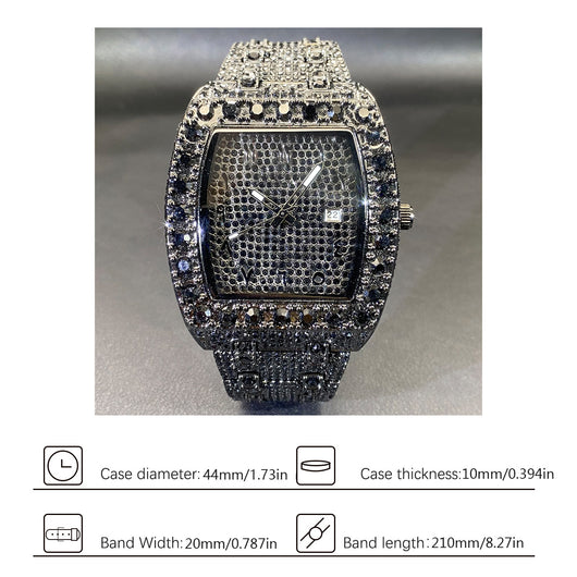 Reloj Hip Hop para Hombre con Cristales Brillantes y Movimiento de Cuarzo - Image 8