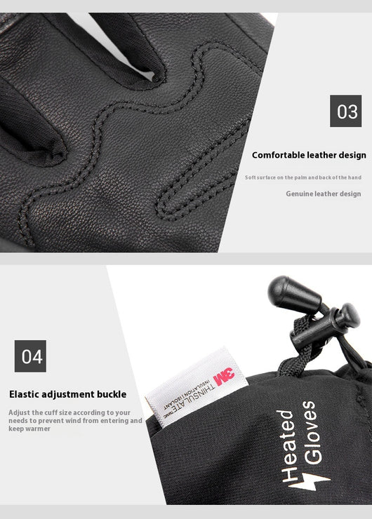 Guantes Térmicos Eléctricos de Piel de Oveja con Pantalla Táctil para Motocicleta - Image 14