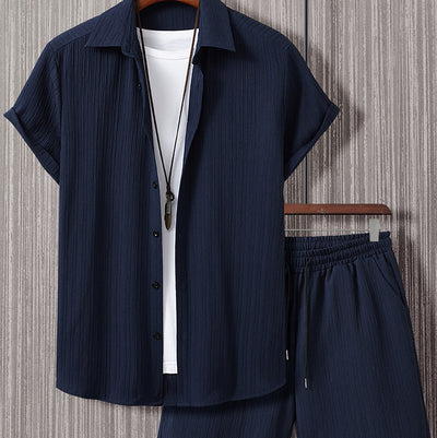 Camisa Manga Corta a Rayas con Solapa de Traje - Image 6