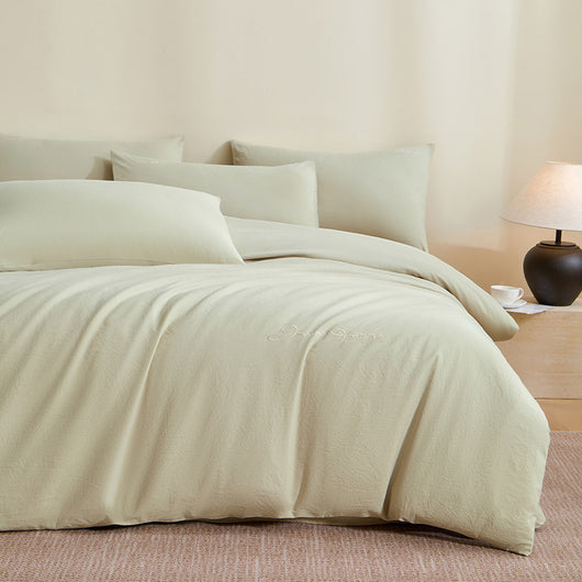 Juego de Cama de Algodón Grueso con Bordado Minimalista - 4 Piezas - Image 3