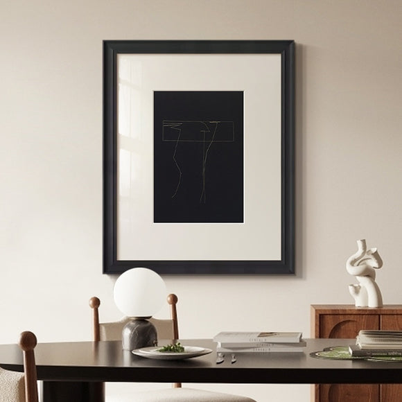 Cuadro Abstracto Líneas Blancas y Negras - Arte Moderno Retro para Decoración
