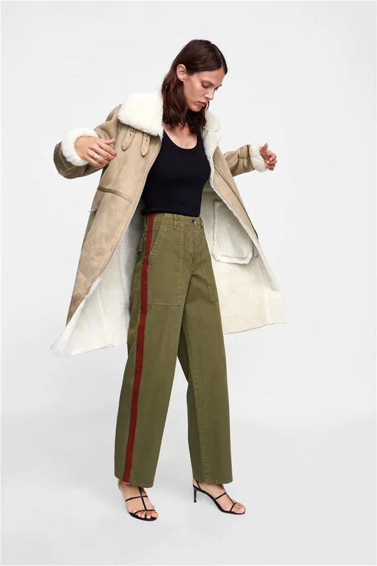Abrigo Largo de Algodón Casual Estilo Europeo para Mujer - Image 17