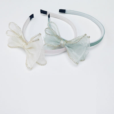 Diadema Infantil de Malla con Borde Dorado y Moño - Image 2