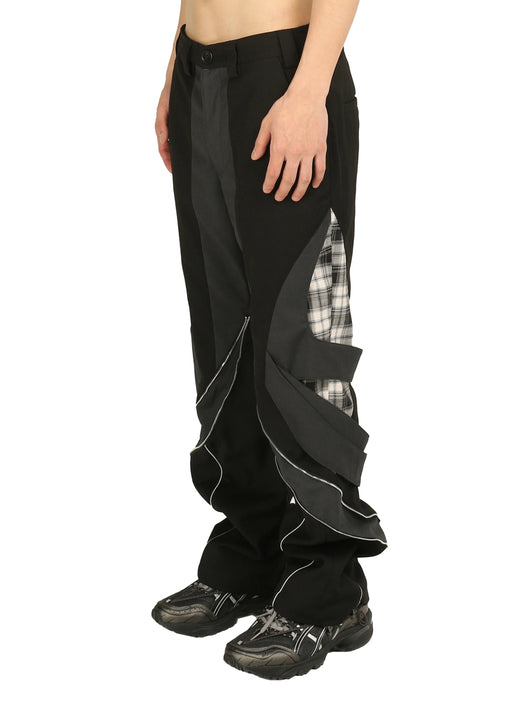 Pantalones Casuales con Cremallera y Costuras a Cuadros - Image 14