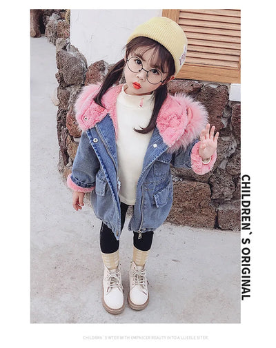 Chaqueta de Niña Denim con Forro de Terciopelo para Otoño e Invierno - Image 14