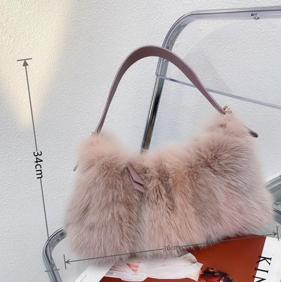 Bolso de Mano Elegante con Detalles de Piel de Zorro y Cierre Innovador - Image 10