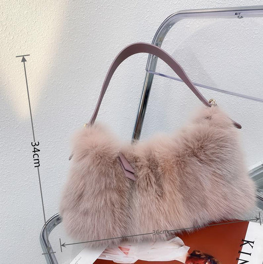 Bolso de Mano Elegante con Detalles de Piel de Zorro y Cierre Innovador - Image 10