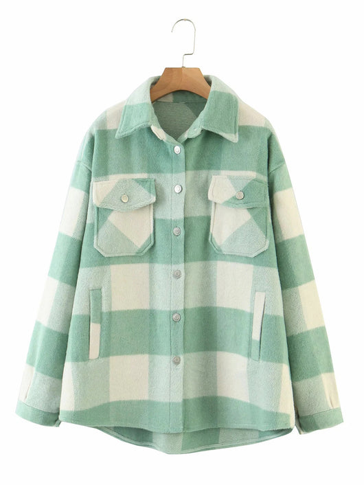 Chaqueta Tweed Cuadros para Mujer con Bolsillos y Botones - Image 29